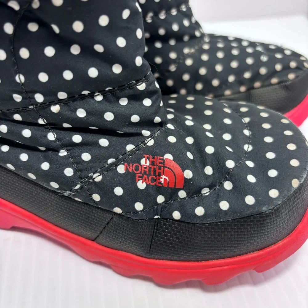 THE NORTH FACE Nuptse Polka Dot Faux Fur Trim Goose‎ Down Pullon Boots Girls 9